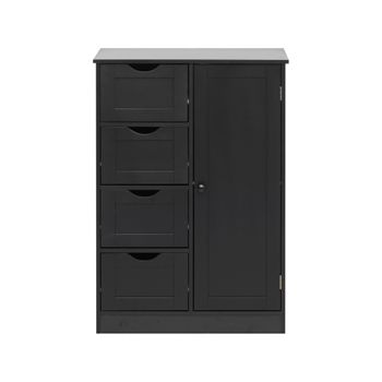 Mueble De Baño Con 4 Cajones Y 1 Puerta En Madera Negra Mueble Multiusos Rebecca Mobili