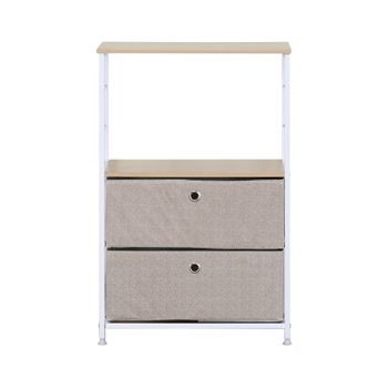 Gabinete Con Cajones De Madera, Metal Y Tela, Blanco Y Beige, Con 1 Estante Rebecca Mobili