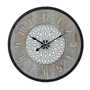 Reloj Colgante Relojes De Pared Marrón Negro Mdf Metal Estilo Vintage Rebecca Mobili