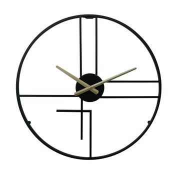 Reloj De Pared Moderno Metal Negro Amarillo Diseño Minimalista Para Hogar Oficina Rebecca Mobili