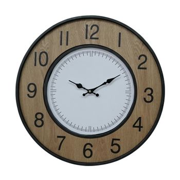 Reloj De Pared Vintage Blanco Marrón Negro Mdf Metal Analógico Rebecca Mobili