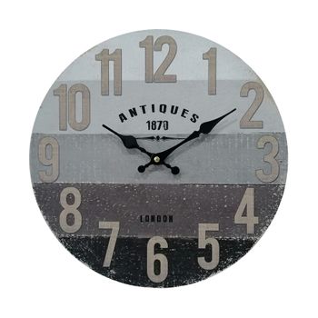 Reloj De Pared Shabby Relojes Vintage Gris Negro Marrón Mdf Rebecca Mobili
