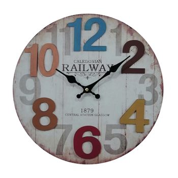 Reloj Colgante Blanco Números De Colores Mdf Para Sala De Estar Cocina Rebecca Mobili