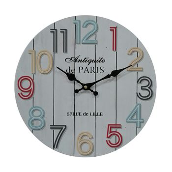 Reloj De Pared Decorativo Relojes De Pared Blanco Números De Colores Mdf Analógico Rebecca Mobili
