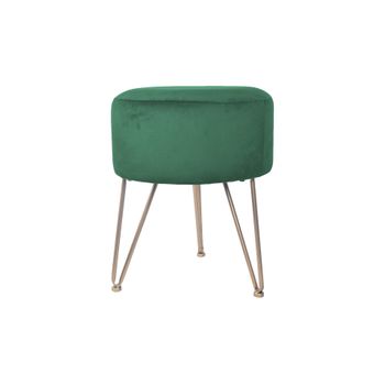 Taburete Puf De Terciopelo Verde Con Asiento Tapizado Para Salón Rebecca Mobili