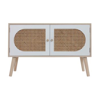 Mueble De Salón Cómoda De Madera 2 Puertas Blanco Marrón Estilo Escandinavo Rebecca Mobili