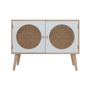 Mueble Bajo Para Tv Cómoda Multiusos Con 2 Puertas De Madera Blancas Y Marrones Rebecca Mobili