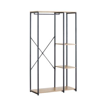 Ropero Sin Puertas Armario Abierto Con 4 Compartimentos Metal Negro Beige Mdf Rebecca Mobili