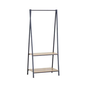 Perchero De Metal Soporte Para Abrigos Con 2 Estantes Negro Beige Rebecca Mobili