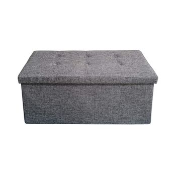 Puff Rectangular Banco Contenedor Plegable Gris Con Asiento Rebecca Mobili