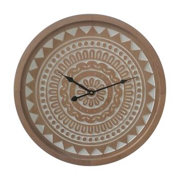 Reloj De Pared Grande Marrón De Estilo Étnico En Mdf Rebecca Mobili