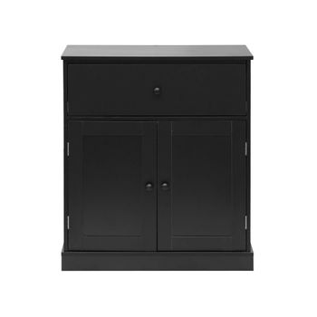 Armario Bajo Mueble De Ahorro De Espacio Con Cajón 2 Puertas Negro Multiusos Rebecca Mobili