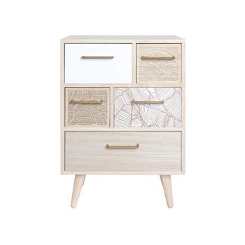 Mueble Cómoda Multiusos De Madera Clara Con 5 Cajones Rebecca Mobili