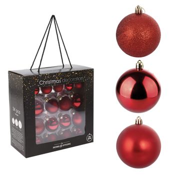 Bolas De Navidad Decoraciones Para Árbol 34 Uds Rojas De Vidrio Rebecca Mobili