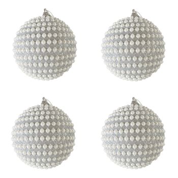 Set De 4 Grandes Bolas De Navidad Para Árbol De Plástico Color Plata Estilo Clásico Rebecca Mobili