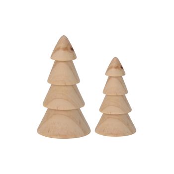 Set De 2 Pequeños Árboles De Navidad De Madera Natural Marrón Decoraciones De Navidad Idea De Regalo Rebecca Mobili