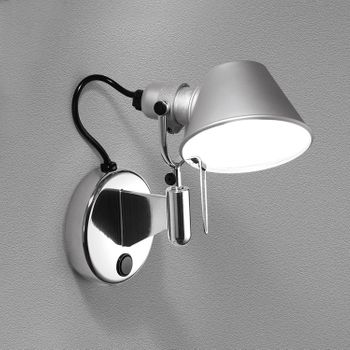 Lámpara De Pared Tolomeo Micro Faretto Con Interruptor Artemide   Plata