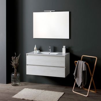 Mueble De Baño De Pared Cm 90 Con Cajones Gris Claro | Berlin