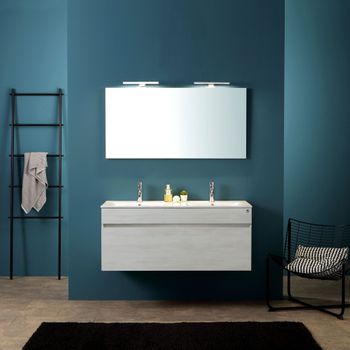 Móvil De Baño Moderno Gris De 120 Cm Con Doble Lavabo | Sole.