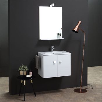 Mueble De Baño De 60 Cm Con Lavabo Y Espejo Blanco | Square