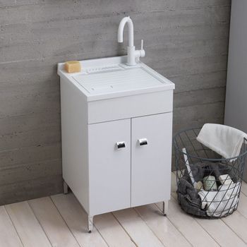 Mueble Lavadero 50 Cm Blanco Con Tabla De Lavado Extraíble |pratico