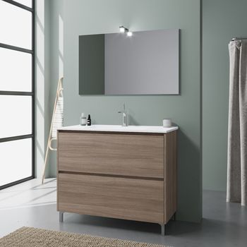 Mueble Con Lavabo De Suelo 100 Cm Roble | Laguna