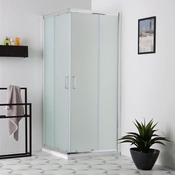 Cabina De Ducha 90x90 Cm Puerta Corredera Y Cristal Esmerilado | Giada