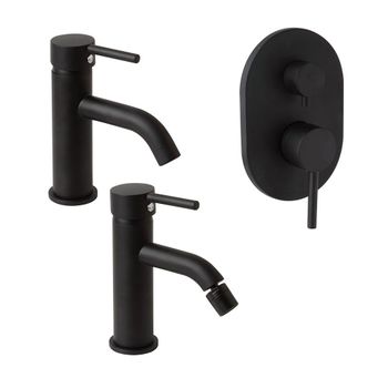 Rubinetteria Negra Para Baño Lavabo Bidet Ducha Con Desviador | Fassa