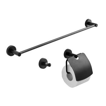 Juego De 3 Accesorios De Baño En Negro Mate | Necessary