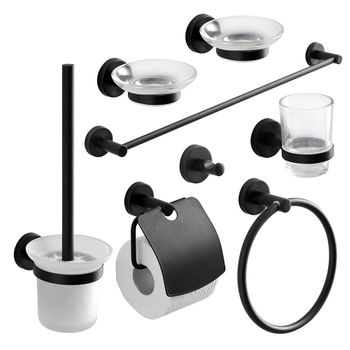 Juego Completo De Accesorios De Baño Acabado Negro Mate  | Necessary