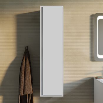 Columna De Baño Suspendida 140cm Blanco Mate Una Puerta Reversible | Mónaco