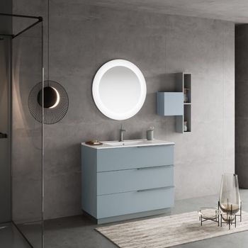 Mueble De Baño De Pie Con Lavabo 100cm Con 3 Cajones Y Espejo  | New York