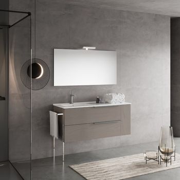 Mueble De Baño Con Lavabo A La Izquierda 120cm Efecto Madera Gris Ceniza | New York