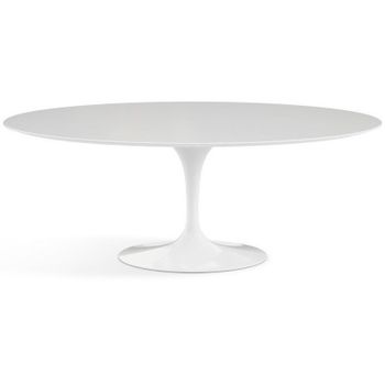 Mesa Tulipán Ovalada Negro Mate Con Base Negro Mate 225 Cm-color De La Bandeja Blanco Mate-anchura 160 Cm-color De Los Pies Blanco Brillante