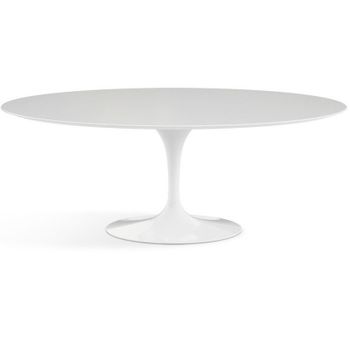 Mesa Tulipán Ovalada Negro Mate Con Base Negro Mate 225 Cm-color De La Bandeja Blanco Brillante-anchura 160 Cm-color De Los Pies Blanco Brillante