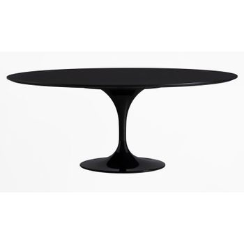 Mesa Tulipán Oval Negra Mate Con Base Negra Brillante 160 Cm