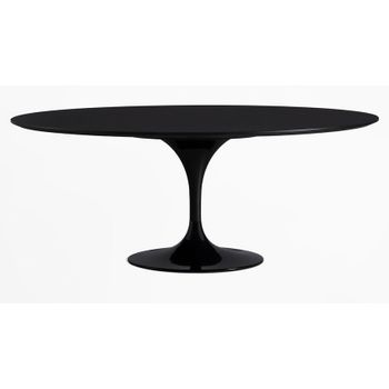 Mesa Tulipán Ovalada Negro Mate Con Base Negro Mate 225 Cm-color De La Bandeja Negro Mate-anchura 160 Cm-color De Los Pies Negro Mate