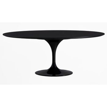 Mesa Tulipán Oval Negra Mate Con Base Negra Mate 200 Cm