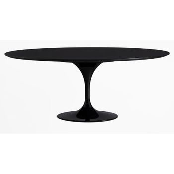 Mesa Tulipán Ovalada Negro Mate Con Base Negro Mate 225 Cm-color De La Bandeja Negro Mate-anchura 220 Cm-color De Los Pies Negro Mate