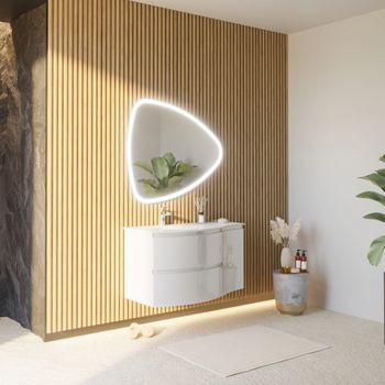 Mueble De Baño De Pared 105 Cm Blanco Brillante Espejo Abatible | Los Angeles