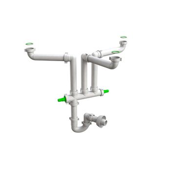 Sifón Para Fregadero De 3 Cubetas Que Ahorra Espacio | Space 3