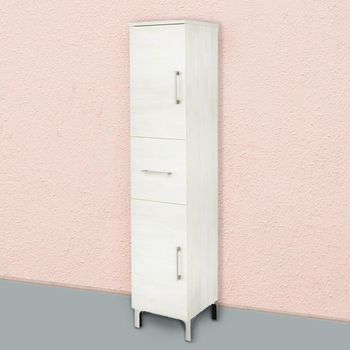 Medio Pedestal Para Baño 150cm 2 Puertas Y 1 Cajón Roble Blanco