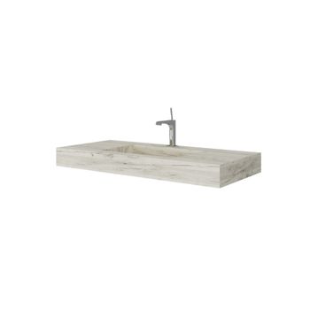 Lavabo Hpl De 100 Cm Con Instalación Suspendida En Roble Hielo Efecto Madera