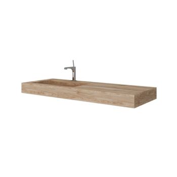 Lavabo Hpl Roble Miel 120 Cm Con Lavabo Descentrado Izquierda