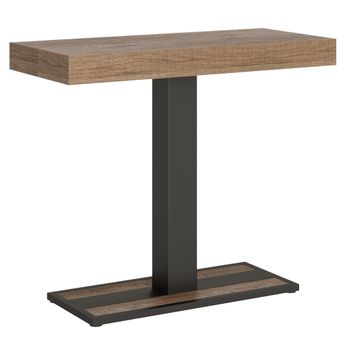 Consola Extensible De Madera Clara Con Patas De Metal Antracita, 8 Plazas, 40 A 196 Cm Cali