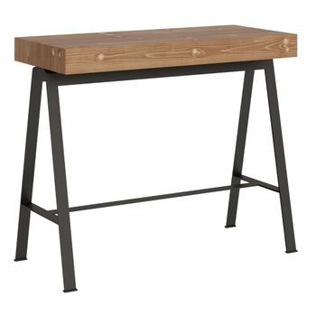 Consola Extensible De Abeto Macizo Oscuro Con Patas De Metal Antracita De 40 A 190 Cm Idris - Premium-versión Básico