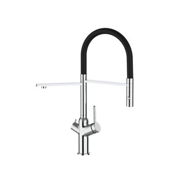 Grifo De Cocina 3vías - Caño Flexible Negro Y Ducha 2 Chorros