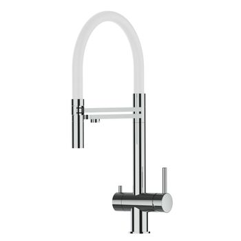 Grifo De Cocina 3 Vías Negro Mate - Caño Flexible Y Ducha 2 Chorros