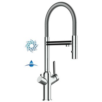 Grifo De Cocina 4vías Cromado - Muelle Flexible Y Ducha 2 Chorros