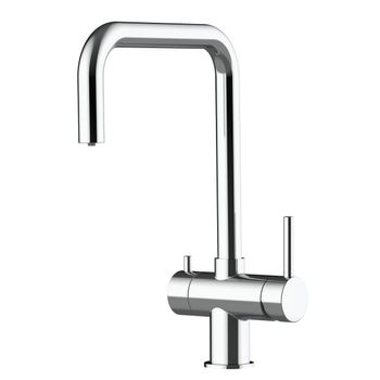 Grifo De Cocina 3 Vías Acero Inoxydable Pulido Caño Giratorio 360 ​​°